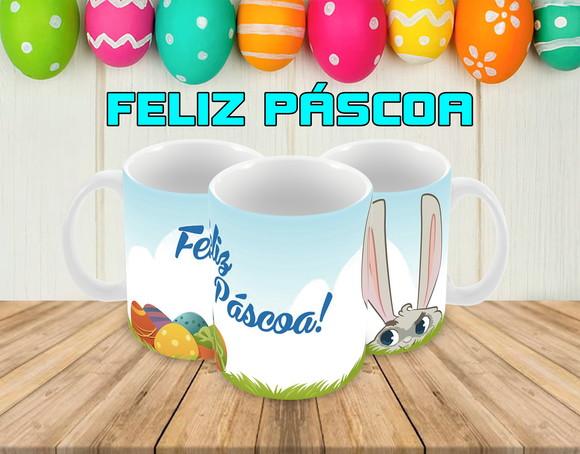 Caneca Polímero Feliz Páscoa Personalizada