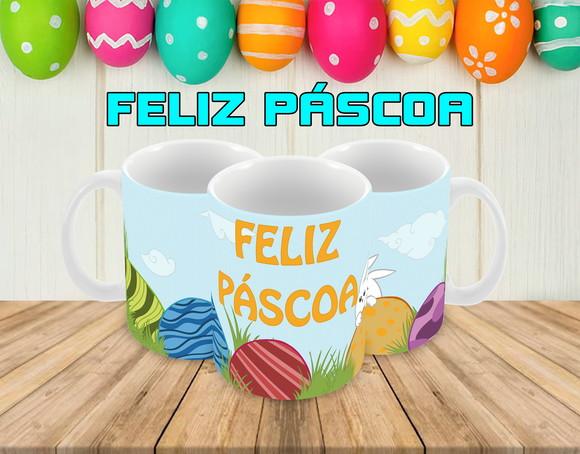 Caneca Polímero Feliz Páscoa Personalizada
