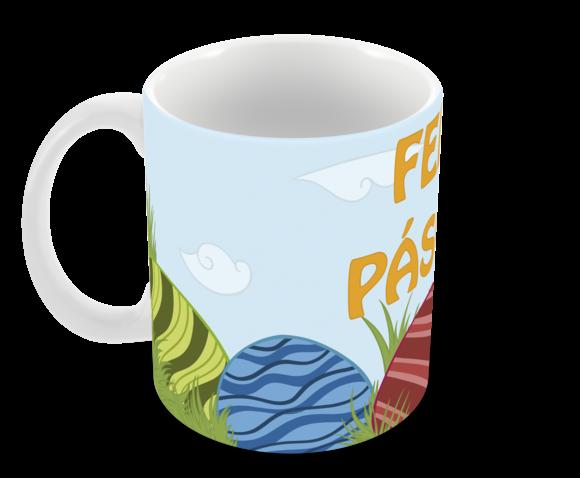 Caneca Polímero Feliz Páscoa Personalizada