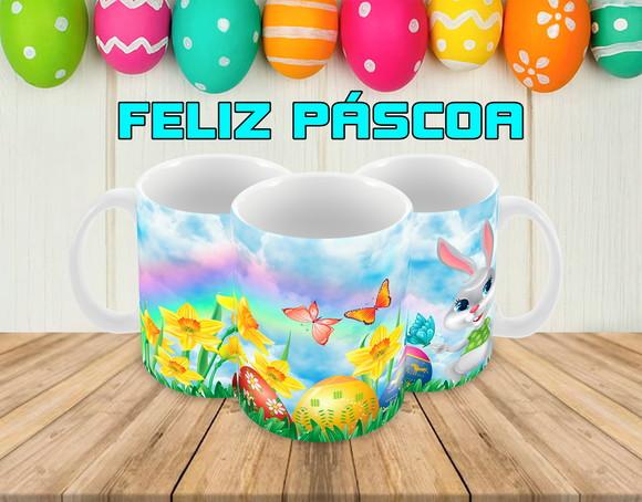 Caneca Polímero Feliz Páscoa Personalizada