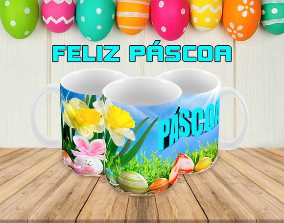 Caneca Polímero Feliz Páscoa Personalizada