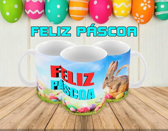 Caneca Polímero Feliz Páscoa Personalizada
