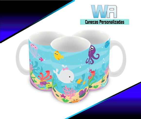 Caneca Polímero Fundo do Mar Personalizada
