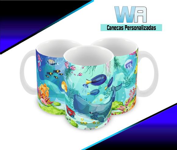 Caneca Polímero Fundo do Mar Personalizada