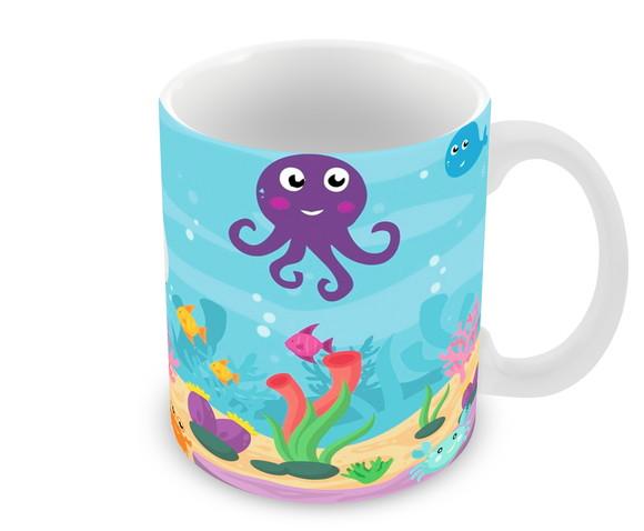 Caneca Polímero Fundo do Mar Personalizada