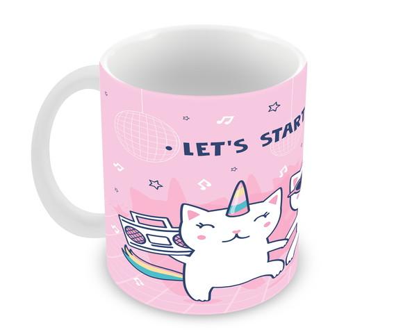 Caneca Polímero Gatinho Unicórnio Personalizada