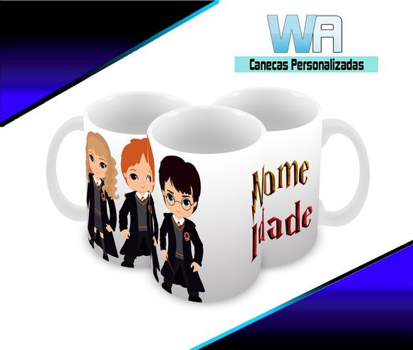 Caneca Polímero Harry Potter Nome e Idade Personalizada