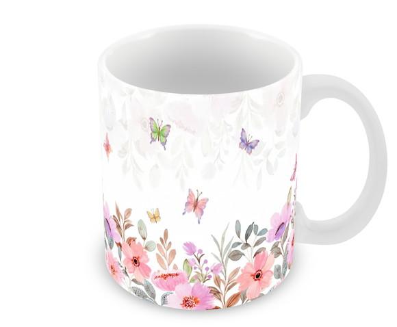 Caneca Polímero Jardim de Borboleta Personalizada