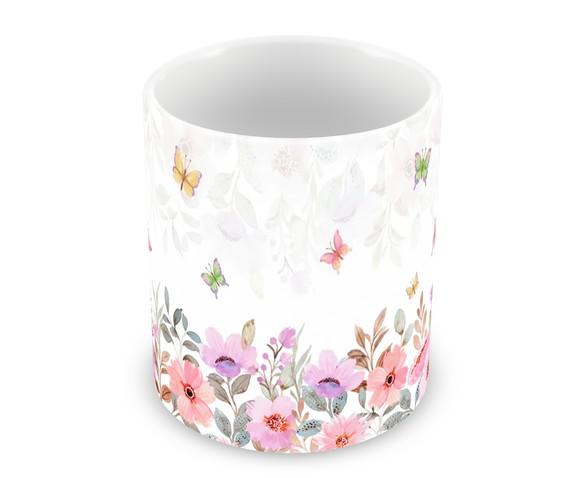 Caneca Polímero Jardim de Borboleta Personalizada