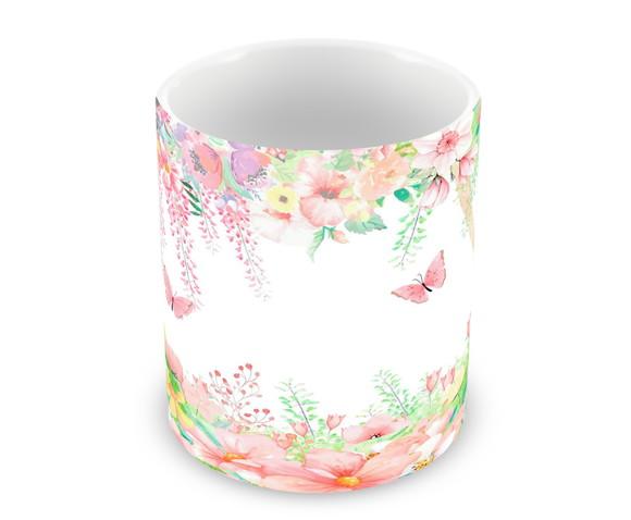 Caneca Polímero Jardim de Borboleta Personalizada