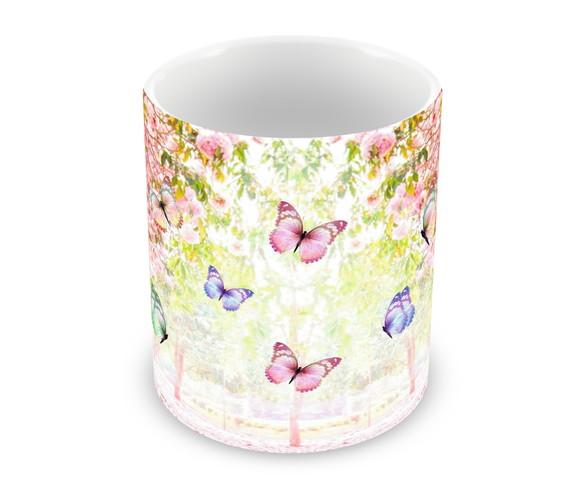 Caneca Polímero Jardim de Borboleta Personalizada