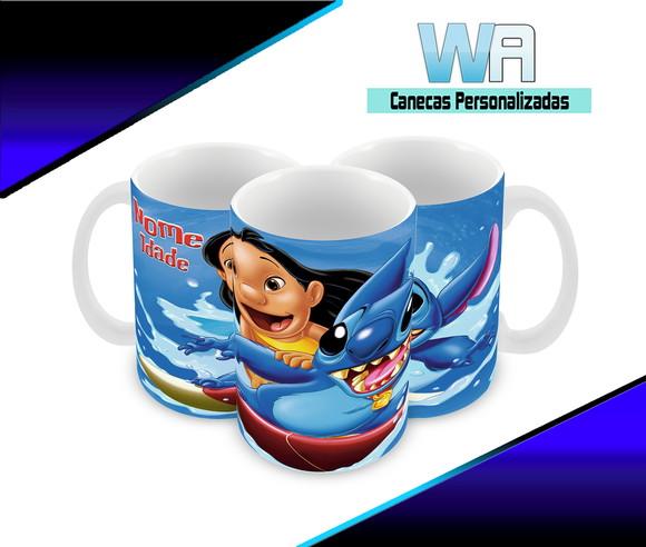 Caneca Polímero Lilo e Stitch Nome e Idade Personalizada