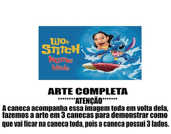 Caneca Polímero Lilo e Stitch Nome e Idade Personalizada