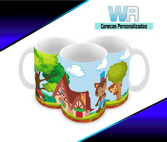 Caneca Polímero Lobo Mau Chapeuzinho Vermelho Personalizada