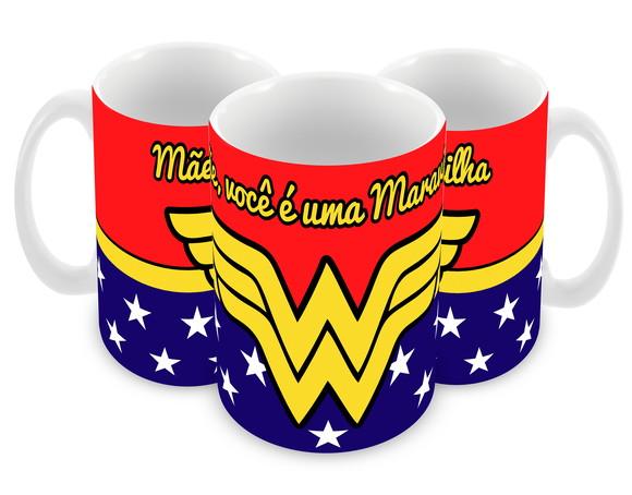 Caneca Polímero Mãe Maravilha Dia das Mães Personalizada