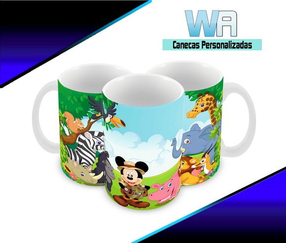 Caneca Polímero Mickey na Selva Personalizada