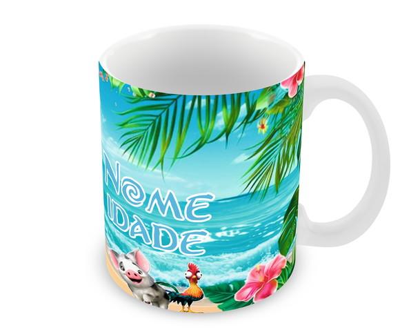 Caneca Polímero Moana Bebê Nome Personalizada