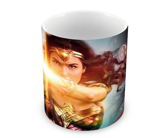 Caneca Polímero Mulher Maravilha e Capitão América