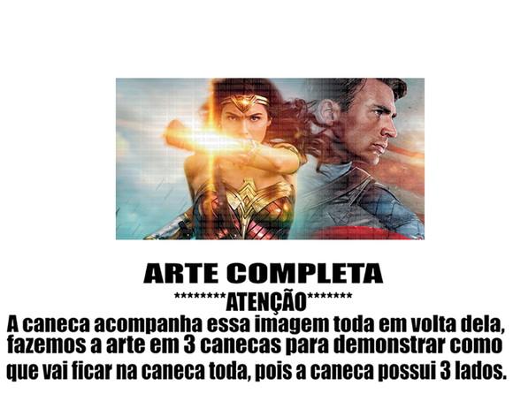 Caneca Polímero Mulher Maravilha e Capitão América