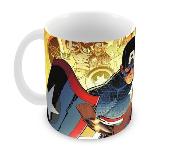 Caneca Polímero Mulher Maravilha e Capitão América