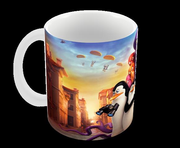Caneca Polímero os Pinguins de Madagascar Personalizada