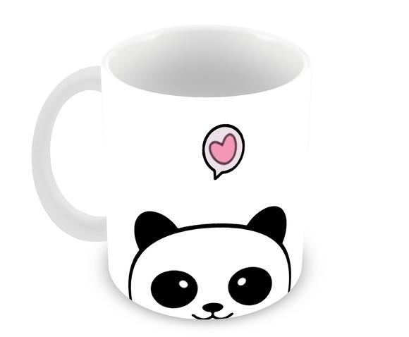 Caneca Polímero Panda Fofo com Nome Personalizada
