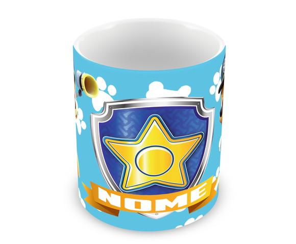 Caneca Polímero Patrulha Canina Chase Nome Personalizada