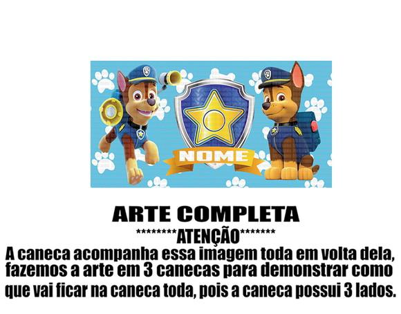 Caneca Polímero Patrulha Canina Chase Nome Personalizada