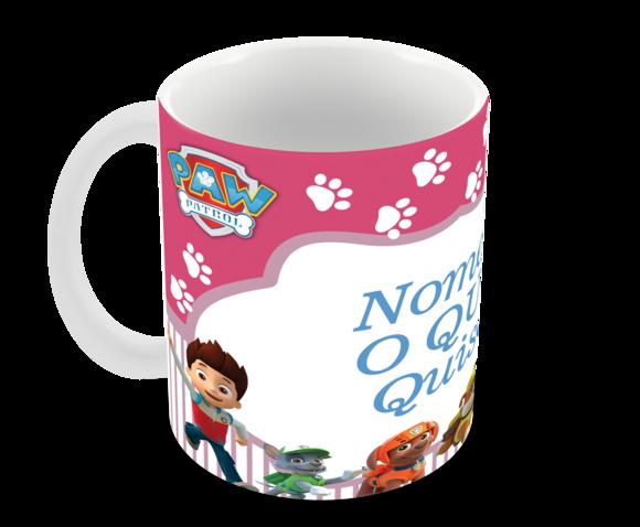 Caneca Polímero Patrulha Canina com Nome Personalizada