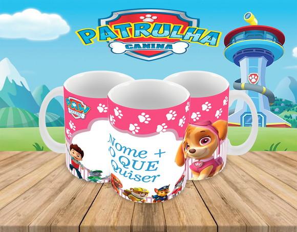 Caneca Polímero Patrulha Canina com Nome Personalizada