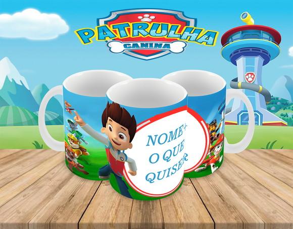 Caneca Polímero Patrulha Canina com Nome Personalizada