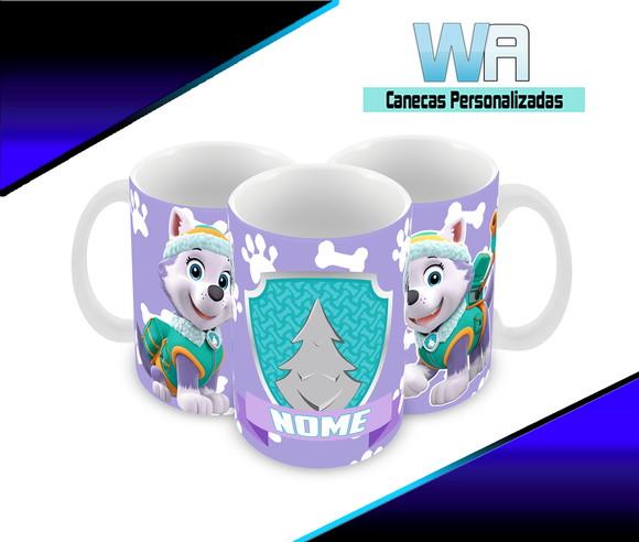 Caneca Polímero Patrulha Canina Everest Nome Personalizada