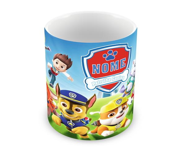 Caneca Polímero Patrulha Canina Nome e Idade Personalizada