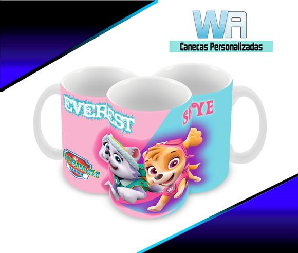 Caneca Polímero Patrulha Canina Skye e Everest Personalizada