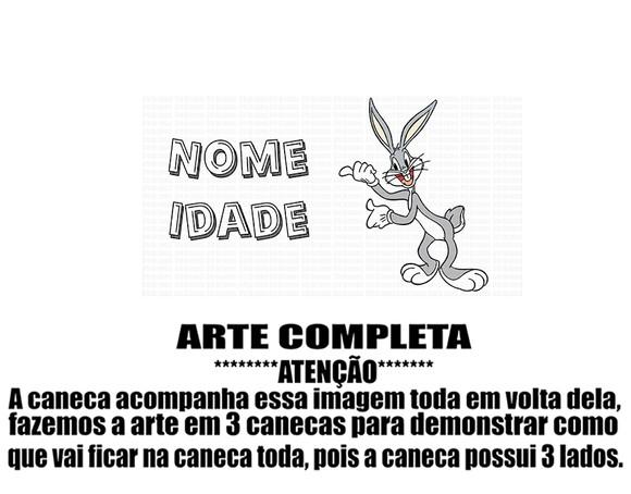 Caneca Polímero Pernalonga Nome e Idade Personalizada