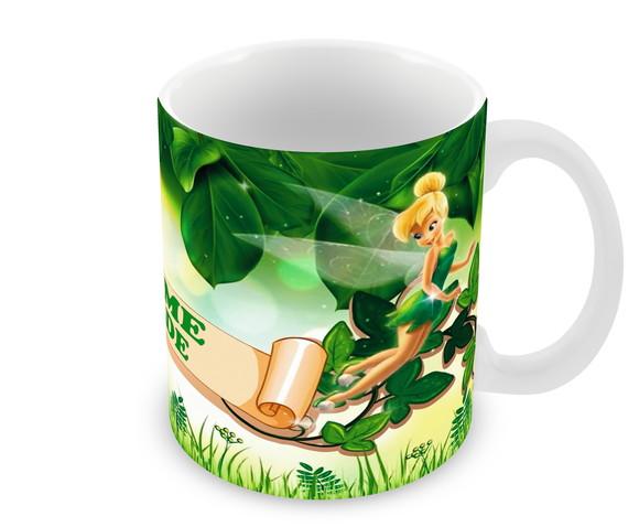 Caneca Polímero Peter Pan e Sininho Nome Personalizada