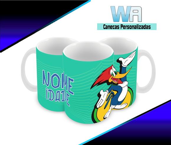 Caneca Polímero Pica Pau Seu Nome Personalizada
