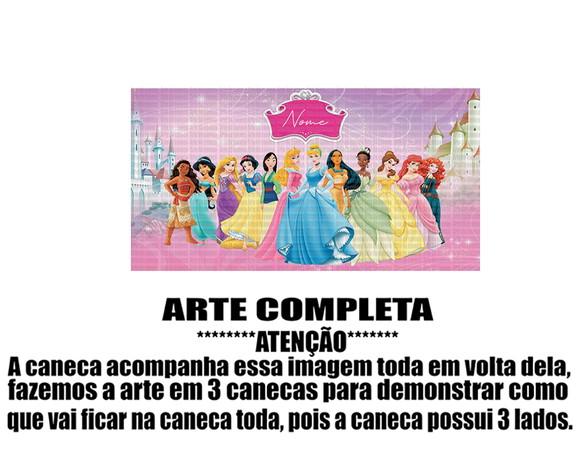 Caneca Polímero Princesas da Disney Nome Personalizada