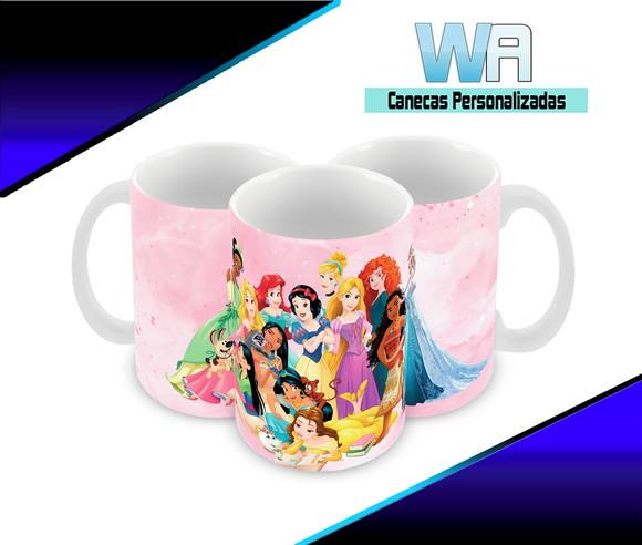 Caneca Polímero Princesas da Disney Personalizada