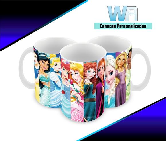 Caneca Polímero Princesas da Disney Personalizada