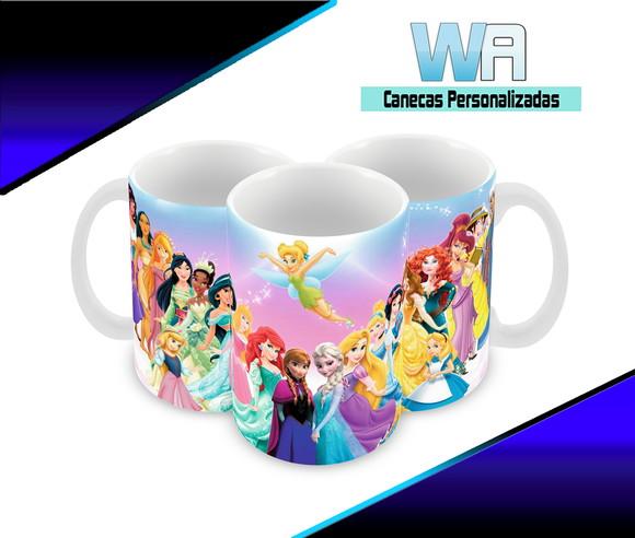 Caneca Polímero Princesas da Disney Personalizada