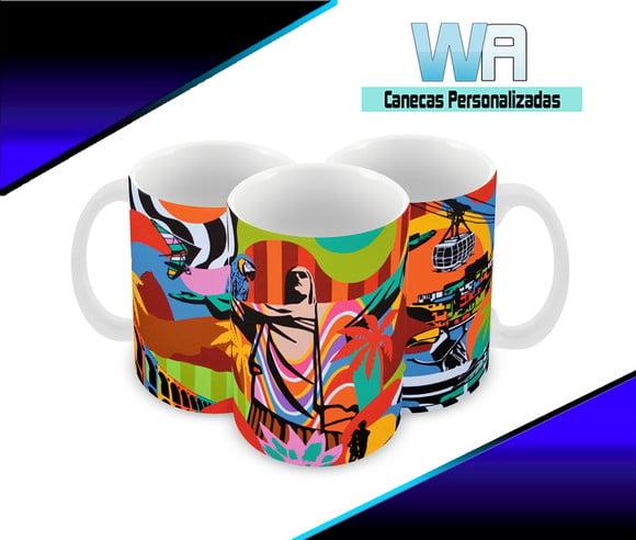 Caneca Polímero Rio de Janeiro Colorido Personalizada