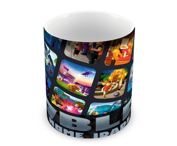 Caneca Polímero Roblox com Nome e Idade Personalizada