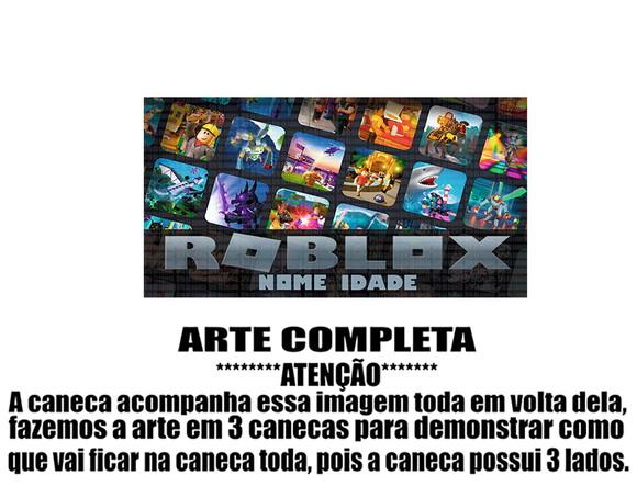 Caneca Polímero Roblox com Nome e Idade Personalizada