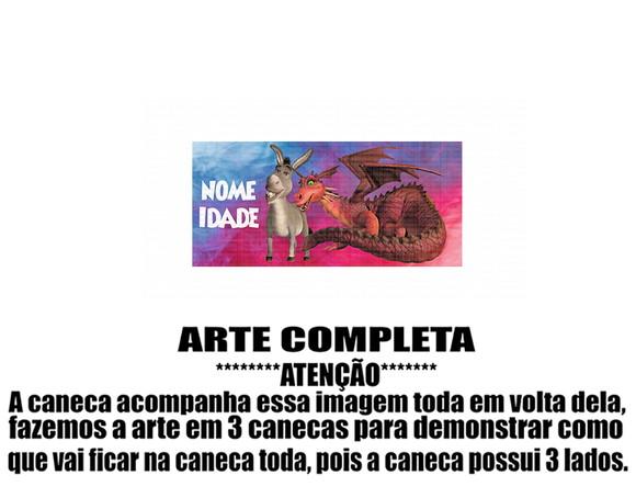 Caneca Polímero Shrek - Burro e Dragão Personalizada