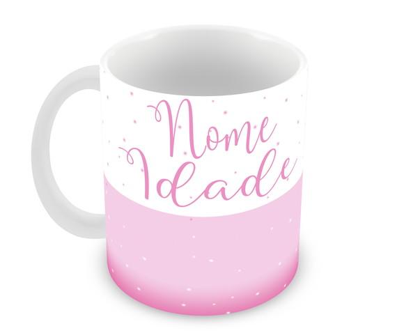 Caneca Polímero Stitch e Angel Nome e Idade Personalizada