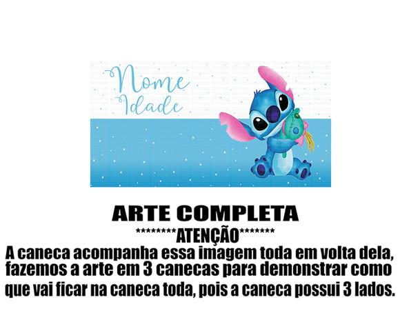 Caneca Polímero Stitch Nome e Idade Personalizada