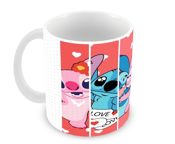 Caneca Polímero Stitch e Angel Personalizada