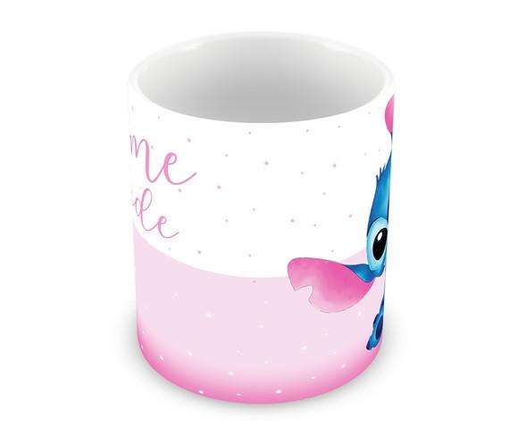 Caneca Polímero Stitch Nome e Idade Personalizada