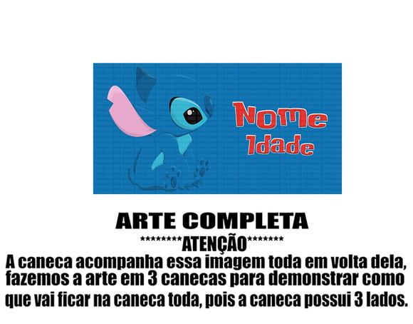 Caneca Polímero Stitch Nome e Idade Personalizada